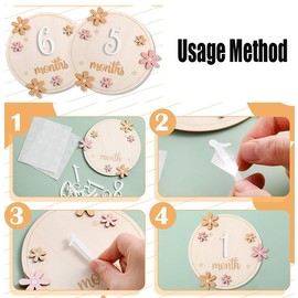 2pcs Baby Monthly Milestone Cards with Glue Points, Boho Baby Birth Announcement Sign,Baby Birth Announcement Sign Baby Shower and Pregnancy Gifts for Boys and Girls