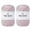 NICEEC 2 Skeins Soft Tape Yarn for Crocheting Craft Paper Yarn Easy Crochet Raffia Yarn Ribbon Yarn for DIY Craft Gift Wrapping Total Length 1.76oz×2/109yds×2-Pinkish Purple
