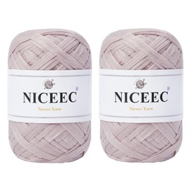 NICEEC 2 Skeins Soft Tape Yarn for Crocheting Craft Paper Yarn Easy Crochet Raffia Yarn Ribbon Yarn for DIY Craft Gift Wrapping Total Length 1.76oz×2/109yds×2-Pinkish Purple
