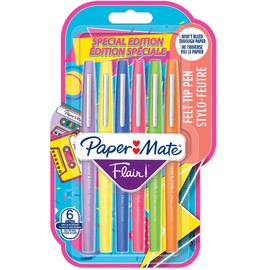 Paper Mate 2180626 Paper Mate Flare Medium Retro 6 Color Rollerball Pens
