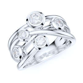 PRSTANI Sterling Silver Split Interlaced Shank Simulated Round Brilliant Diamond Bubble Cocktail Ring Promise Ring Wedding Band (8)