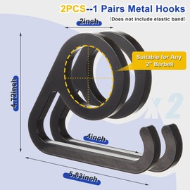 Otoolling 1 Pair Resistance Band Collar Hooks Workout Bar Attachment Use with Any 2" Barbell Add Resistance to Your Workout Home Ourdoor Gym Fitness Accessories