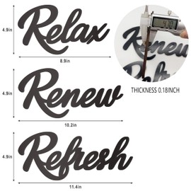 3 Pcs Bathroom Wall Decor, Relax Renew Refresh Signs Bathroom Art Signs Black Wooden Wall Decor for Home Decoration