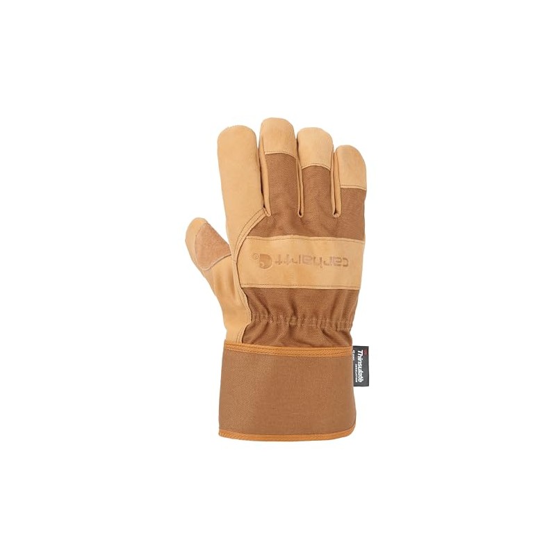 Carhartt Men's Insulated Duck Synthetic Leather Safety Cuff Glove, Brown,