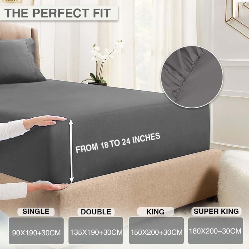 Comfortz Bedding Fitted Sheet King - Deep Pocket Soft Brushed