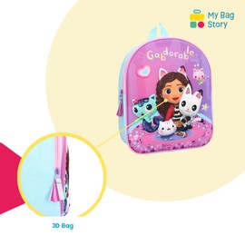 mybagstory - Gabby's Dollhouse 3D Backpack for Girls Blue - Child - School - Kindergarten - Daycare - School Bag Girl - Size 32 cm - Adjustable Straps - Gift Idea, Gabby and the Magic House -