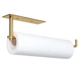 Alise Gold Paper Towel Holder Under Cabinet,Paper Towels Rolls for Kitchen,SUS304 Stainless Steel Paper Towel Rack Dispenser Kitchen Accessories,Wall Mount with Self-Adhesive or Screw,GWLD330-G
