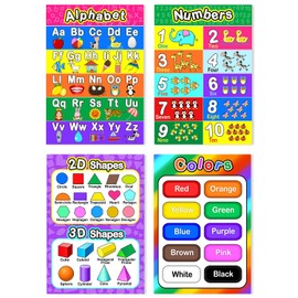 Blulu Educational Preschool Poster with Glue Point Dot for Nursery Homeschool Classroom Teach Numbers Alphabet Colors Days and More 16 x 11 Inch (12 Pieces, English Style)(Style B,10 Pieces)