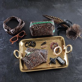 Pomchies Hair Band Set Soft Stretchy Satin Hair Ties, 4-Pack, Cheetah Multicolor