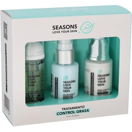 Seasons love your skin Kit Rutina Facial Skincare Control Grasa Tratamiento Antiacné | Espuma limpiadora Facial + Hidratante Aloe Vera + Bloqueador Niacinamida