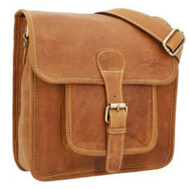 Gusti Jens V Leather Handlebar Bag with Plate Pannier Rack Bag Vintage Brown Leather