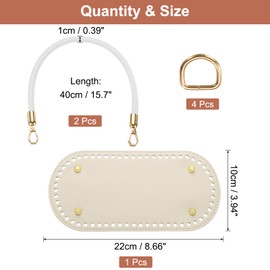 sourcing map Crochet Bag Making Kit, 8.7 x 4 Inch Oval PU Leather Bag Bottom with 2Pcs 15.75" Bag Handles and 4Pcs Buckles for DIY Crochet Bag Shoulder Bag Purse Making, Beige