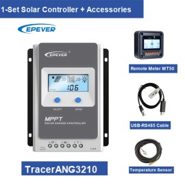 20A 30A 40A MPPT Panel Controller 12V 24V Auto Max PV Voc. 100V With MT50 RS485 Cable Remote Temp.Sensor Off GridRated Voltage: 12V 24V Auto, Maximum Current: 30A-Tracer3210AN+Temp.Sensor