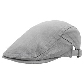 KeepSa Cotton Newsboy Flat Cap Men's Gatsby Peaked Caps Summer Breathable Beret Cap Adjustable Vintage Ivy Irish Cap Cabbie Cap, # K98-Grey, 56-59