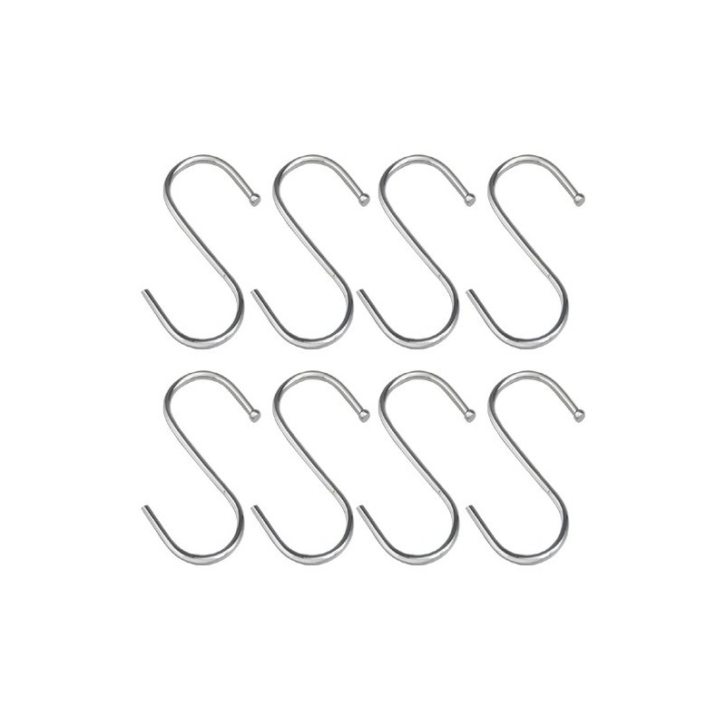 Accessotech 8 x 85mm Stainless Steel S Hooks Kitchen Meat