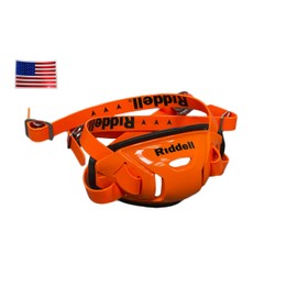 Riddell Hard Cup Chinstrap Buckles + Chrome US Flag Helmet Decal (Medium, Orange)