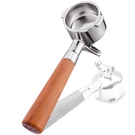 51mm 2 Ear Portafilter for DeLonghi EC200/EC221/EC330/EC152/EC0310- Stainless Steel Handle with Precision Basket and Siam Rosewood Grip