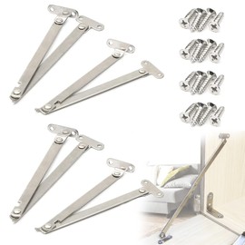 Hinges Flap Fitting Stainless Steel Furniture Pack of 4 Flap Holder Hinge Flap Holder Flap Support Cabinet Door Folding Hinge for Furniture Door Lid Support, Silver