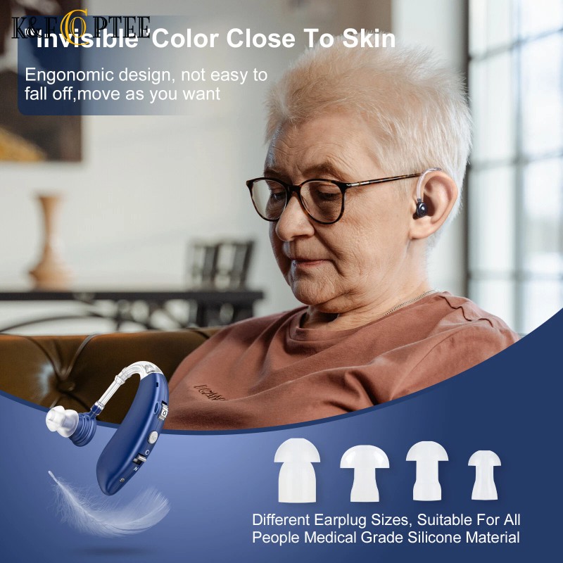 K&FCOPTEE Digital BTE Rechargeable Hearing Aids Invisible Sound Amplification Adjustable