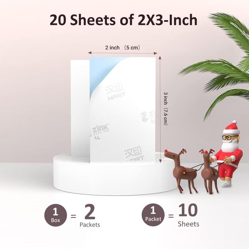 HPRT Photo Paper for Mini Printer, 2x3 Inch Sticky-Backed, Shareable