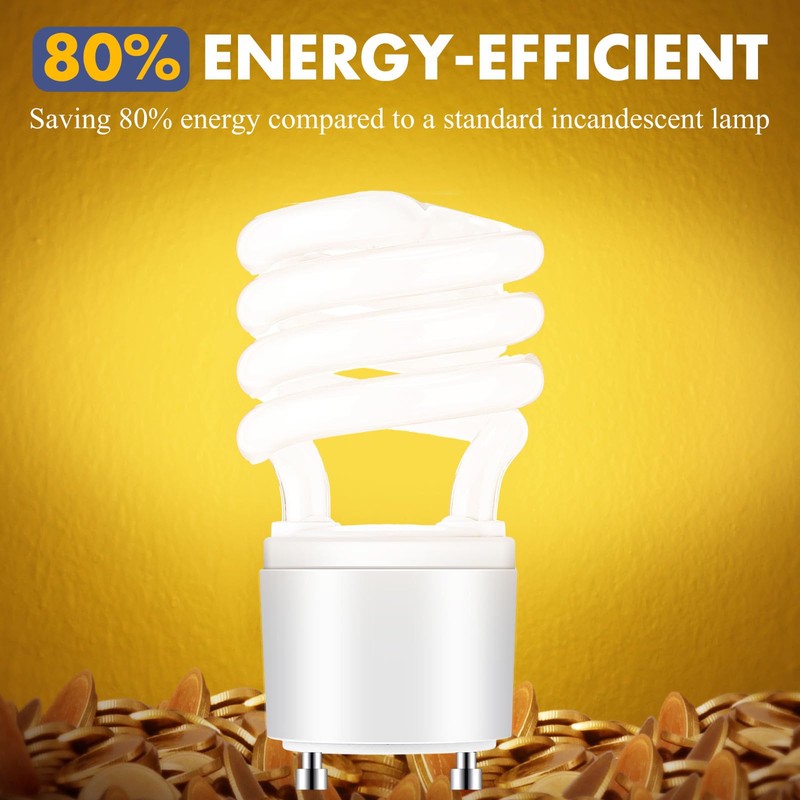 Honoson 4 Pack GU24 CFL Light Bulbs 13W T3 Spiral