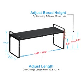 Set of 2 Expandable Cabinet Shelf Organizer, Stackable Kitchen Countertop Shelves Spice Racks, Small Metal Storage Shelf For Cupboard Counter Tabletop, 30 LBS Heavy Duty, Adjustable, 13.8" to 21.6"