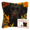 DIY Latch Hook Pillow Kits for Adults Cartoon Black Labrador