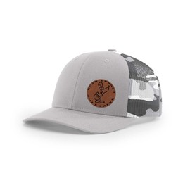 Plymouth Superbird Logo Laser Engraved Leather Patch Richardson 112 Snapback Trucker Hat Cap Silver Grey/camo