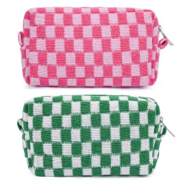 Unbranded NEW - WICKED Makeup Bags - Set of 2 Checkered Green and Pink - Elphaba Glinda