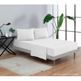 Venice Home 100% Cotton Flat Top Sheet Only - T-Shirt Fabric Jersey Knit - Extra Soft - Wrinkle Free - Machine Washable - Easy Fit - Breathable - Comfy (White, Full)