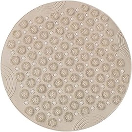 LEZUAN Shower Mat, Round Shower Stall Mat, PVC Bathtub Mat, Non Slip Bath Mat with Suction Cups and Drain Holes, Machine Washable for Bathroom Bathtub Swimming Pool(21.65in,Khaki)