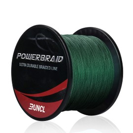 RUNCL PowerBraid Braided Fishing Line, Ultra Durable Braided Line 4 Strands - Seamless Weaving Tech, Enhanced Coating Tech, Zero Stretch, High Sensitivity (Moss Green, 300Yds, 15LB(6.8kgs))