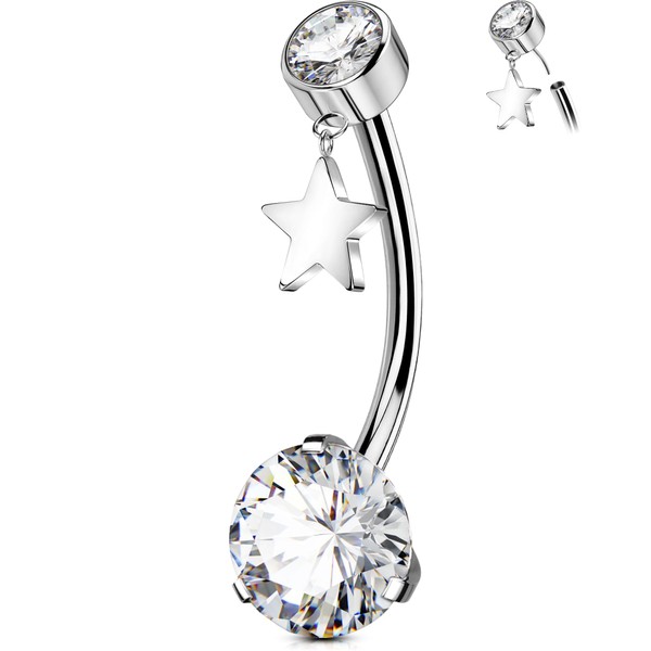OUFER Body Piercing Titanium Belly Button Piercing 10/12/14/16 mm Threadless