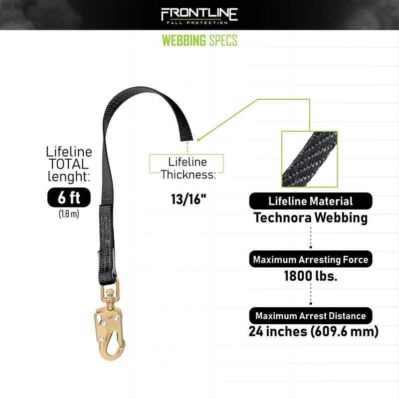 Frontline Fall Protection RPW061S Web Single Leg 6ft SRL with