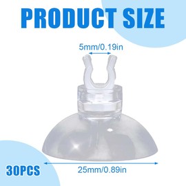IKOPFLN Pack of 30 Aquarium Suction Cup Diameter 25 mm - Transparent Hose Holder | Attachment for Heating Rod Filter Air Hose | Aquarium Accessories 2-4 mm Holder | Waterproof Robust Reliable Holder