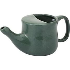 ANCIENTIMPEX Ancient Impex Ceramic Neti Pot, Spill Proof with 5 Sachets Neti Salt - Forest Green Color, Holds 400 ML (13.5 FL Oz)