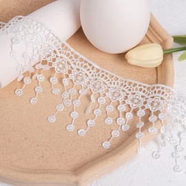 xingmo 7 Yards Lace Edge Trim Ribbon Embroidered Lace Trim Lace Edge Trim Floral Lace Ribbon Wide 9 cm (White)