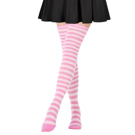DRESHOW Extra Long Thigh High Socks Long Boot Stockings Striped Over Knee Socks for Women Leg Warmers