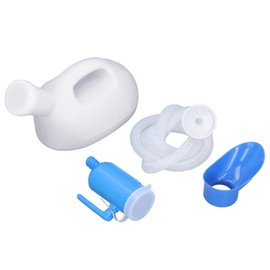 Male Urine Bottle 2000ml Ergonomic Large Opening Strong Plastic Large Pee Bottle with Long Hose for Home Travel Hospital White