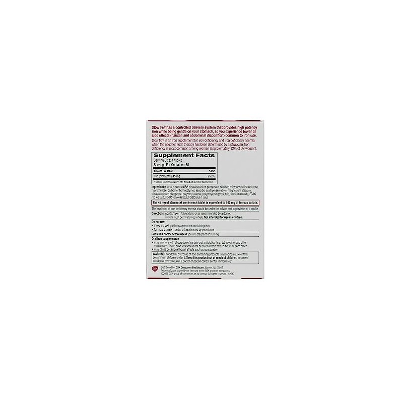 Slow Fe, High Potency Iron 45 mg, Slow Release -