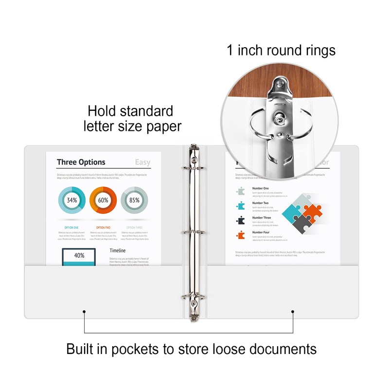 COMIX Sturdy 3 Ring Binder 1 inch with Clear View