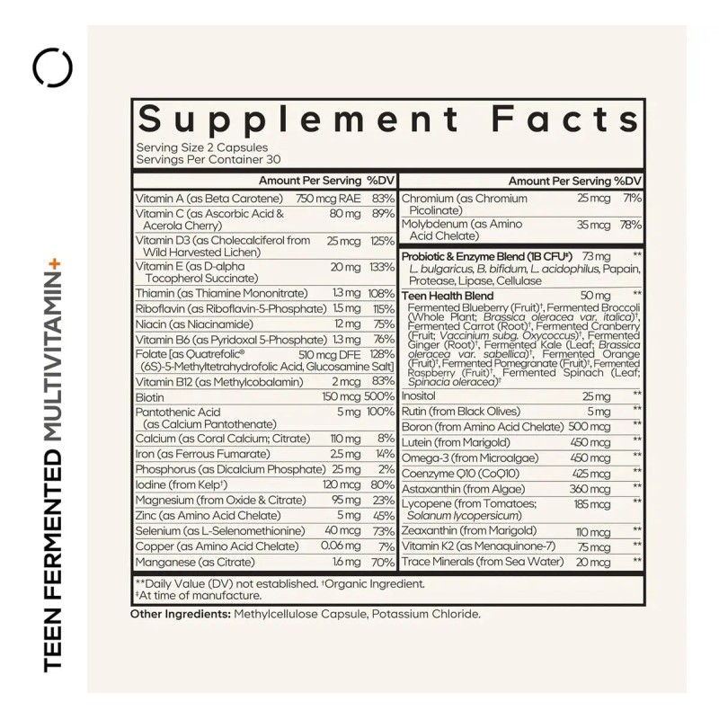 Suplemento Multivitamínico Diario Codeage Teens Cápsulas