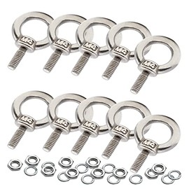 Floyutin 10 Packs M4 Stainless Lifting Eye Bolt 0.39in(10cm) Long Male Screw Thread Ring Shoulder Eye Bolts