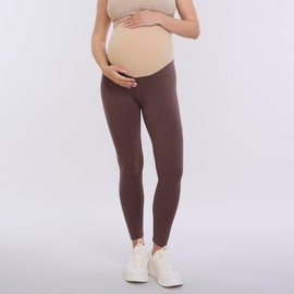 Motherhood Maternity Women's Essential Stretch Full Length Secret Fit Over The Belly Pregnancy Legging, French Roast, Large
