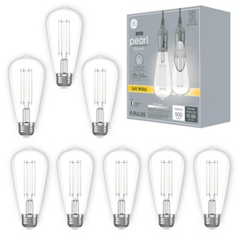 GE Pearl Filament LED Light Bulbs, ST19 Edison Style, High-Definition and Dimmable LED Bulbs, Soft White, 60-Watt Replacement, 15,000 Hours Lifespan, 8 Pack
