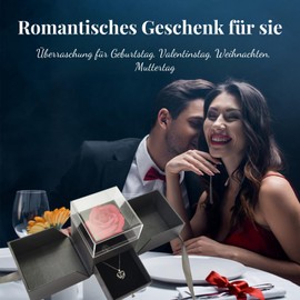 GUCHO Ewige Rose Mit I Love You Halskette, Konservierte Rose Geschenke für Frauen,Ewige Blumen für Mama,Frau und Freundin auf Weihnachten Valentinstag Muttertag Jubiläum Geburtstagsgeschenke für Sie
