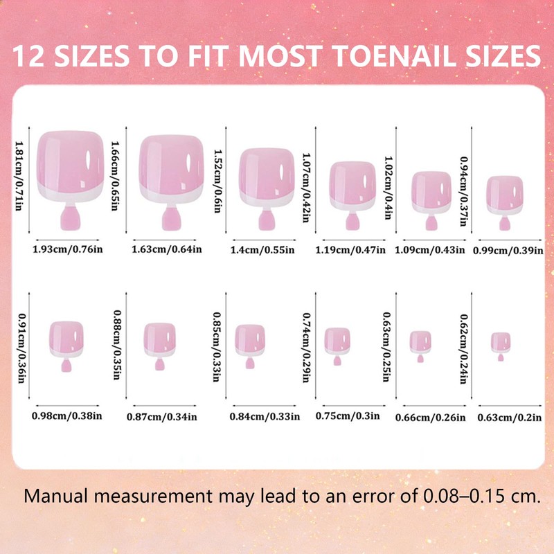 French Tip False Toenails Set - 120Pcs Nude Pink Fake