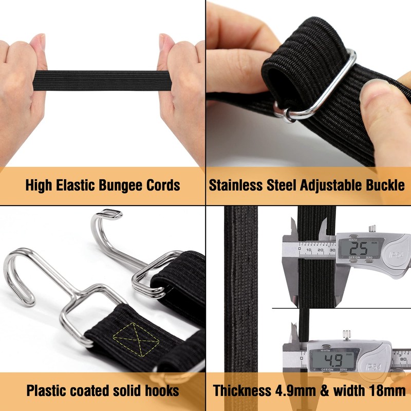 Bungee Cords Heavy Duty Outdoor, Long Adjustable Bungee Cords with