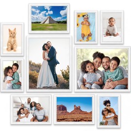 Icona Bay Combination White Picture Frames Set - 10 PC (Five 4x6, Three 5x7, Two 8x10), Classy Contemporary Style, Maestro Collection for Wall Gallery