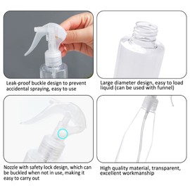 Acylulu 2 Pack Spray Bottle Set 200ml/6.8oz Containers with 2 Funnel Leakproof Plastic Portable Water Mister for Watering Flowers Hair Care